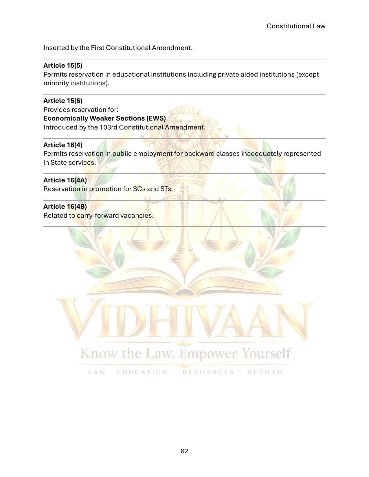Sample page 2 of 8: Constitutional Law, Reservation Policy