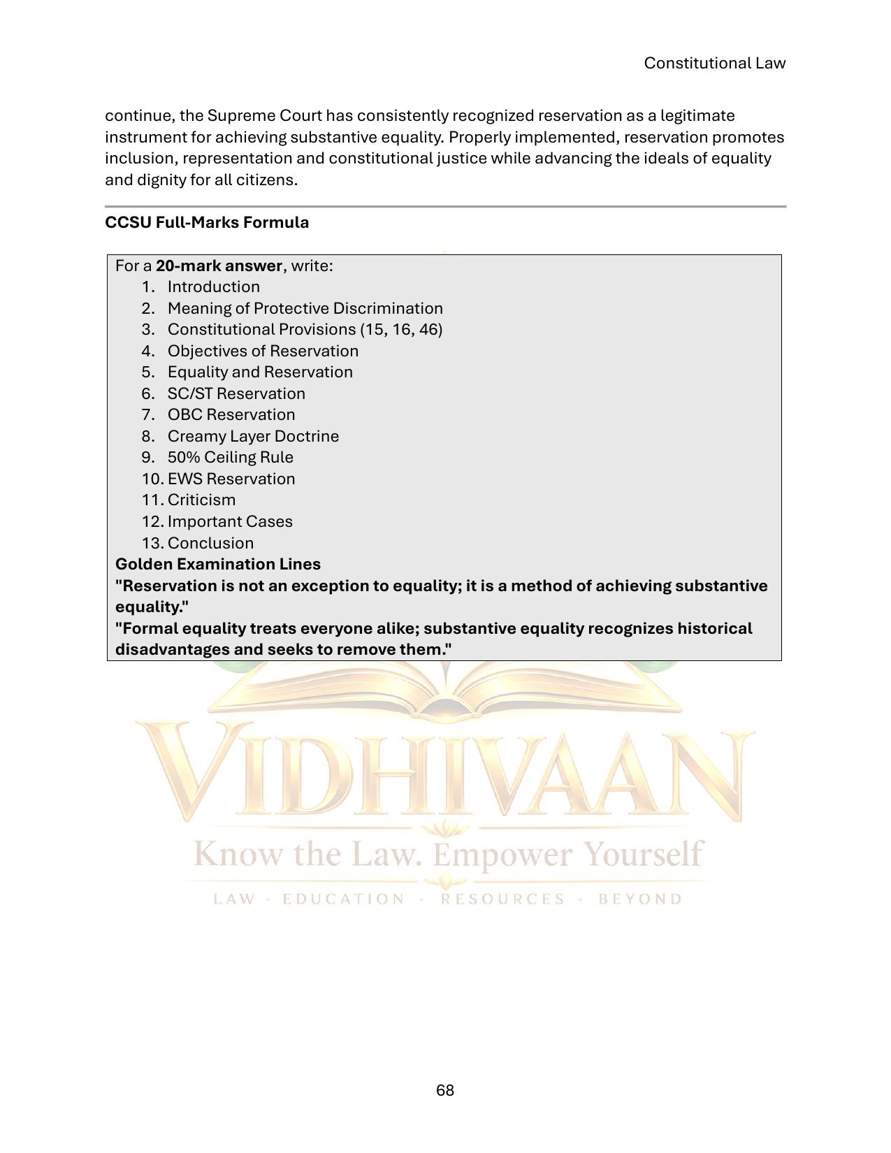 Sample page 8 of 8: Constitutional Law, Reservation Policy